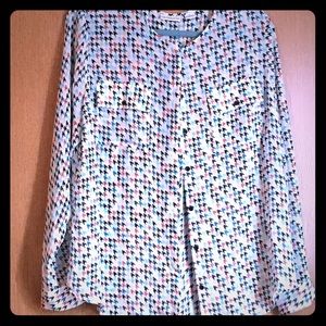 Sheer, Houndstooth Print Liz Claiborne Blouse
